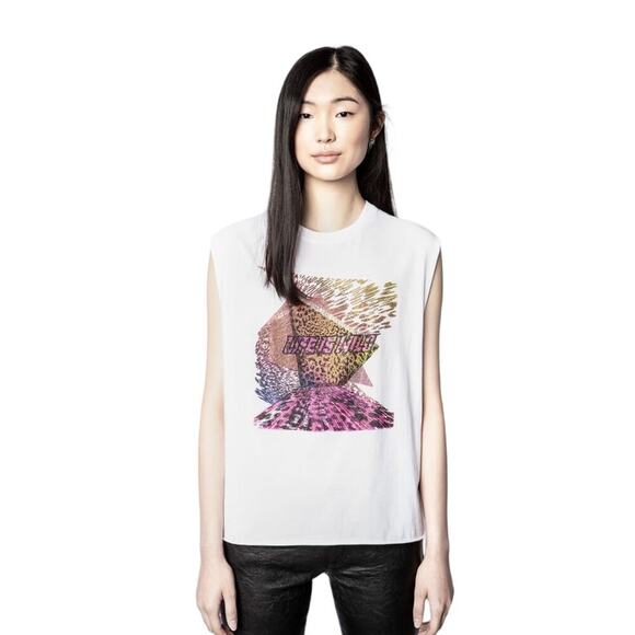 ZADIG & VOLTAIRE Weny Life Show Muscle Tee "Life is Wild" S - Picture 2 of 9